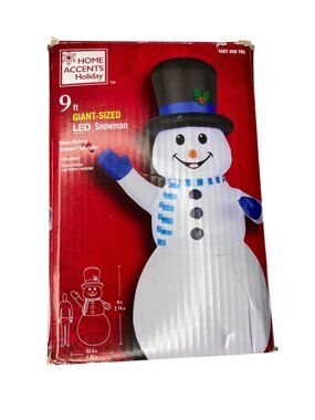 Home Accents Holiday 9 Ft LED Snowman Indoor Outdoor Inflatable Christmas Winter